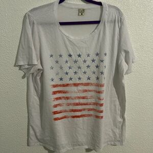 Life elsewhere- white flag acid wash T-shirt, size 1X